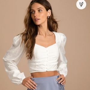 Long sleeve button up crop top